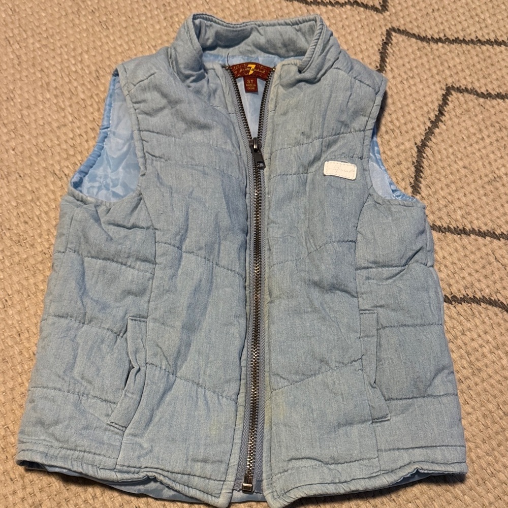 7 For All Mankind Toddler Boys Light Blue Vest Size 3T